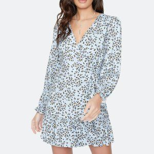 Lost + Wander Wild Thing Mini Dress, Blue Leopard, M
